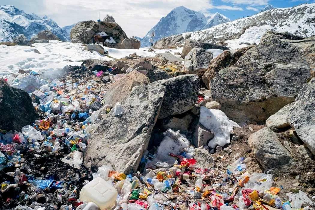 Trash on Mount Everest like a dumb yard