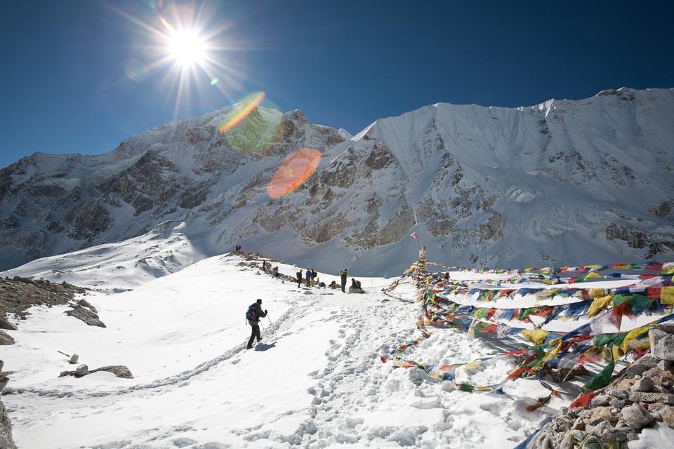 Manaslu Larkya La Flare in winter - Manaslu Circuit Trek